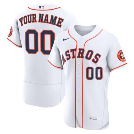 Houston Astros Nike Home Authentic Custom Jersey - White - Front View