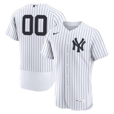 New York Yankees Nike Home Authentic Custom Jersey - White - Front View