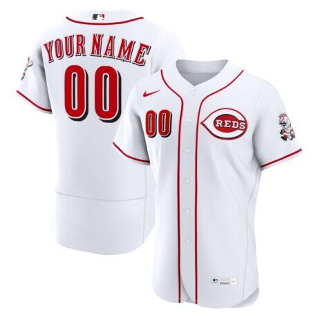 Cincinnati Reds Nike Home Authentic Custom Jersey - White - Front View
