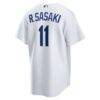 Rōki Sasaki Los Angeles Dodgers Nike Replica Jersey - White - Detail View