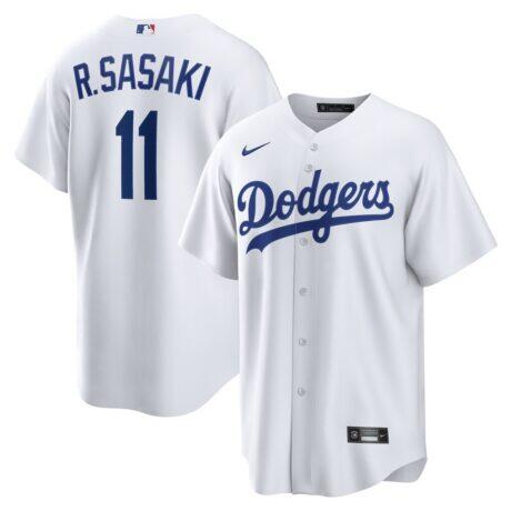 Rōki Sasaki Los Angeles Dodgers Nike Replica Jersey - White - Front View