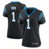Number 1 Mom Carolina Panthers Nike Women's Game Jersey - Black - Front View