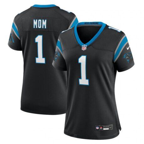 Number 1 Mom Carolina Panthers Nike Women's Game Jersey - Black - Front View