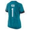 Number 1 Mom Jacksonville Jaguars Nike Women's Game Jersey - Teal - Detail View