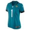 Number 1 Mom Jacksonville Jaguars Nike Women's Game Jersey - Teal - Side View