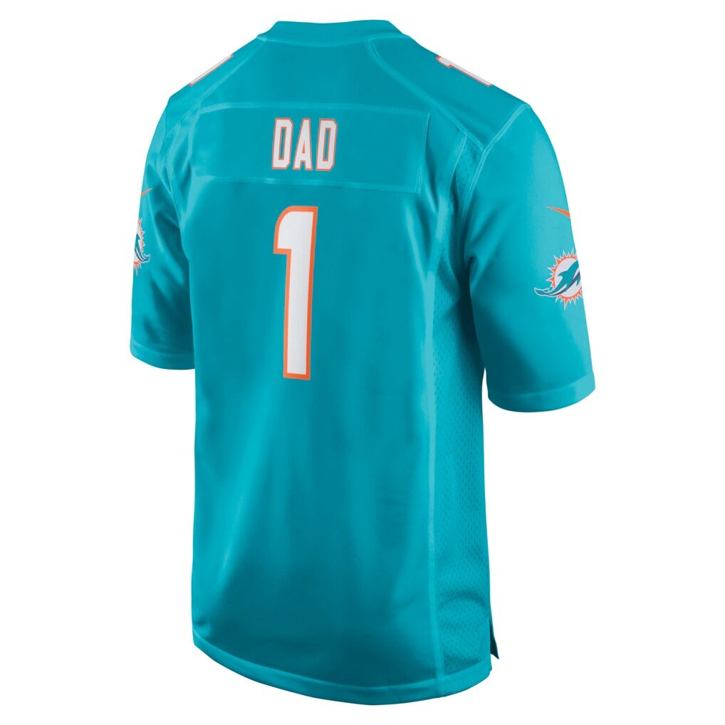 Number 1 Dad Miami Dolphins Nike Game Jersey - Aqua