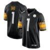 Number 1 Dad Pittsburgh Steelers Nike Game Jersey - Black - Front View