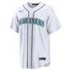 Seattle Mariners Nike Home Replica Custom Jersey - White - Side View