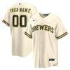Milwaukee Brewers Nike Home Replica Custom Jersey - Cream - Front View