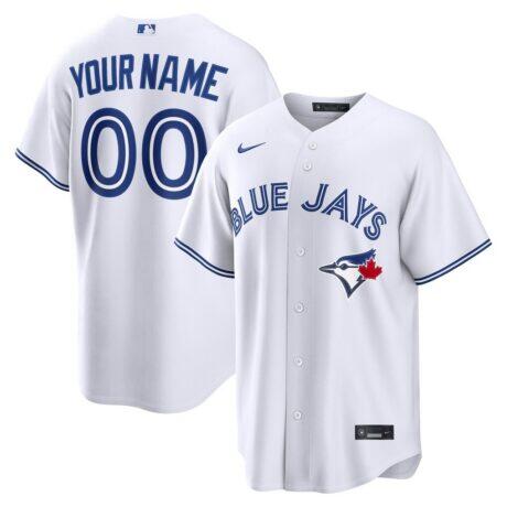 Toronto Blue Jays Nike Home Replica Custom Jersey - White - Front View