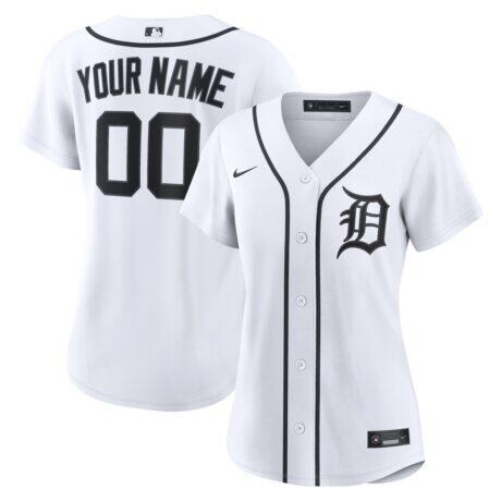 Detroit Tigers Nike Women's Home Replica Custom Jersey - White - Front View