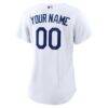 Los Angeles Dodgers Nike Women's Home Replica Custom Jersey - White - Detail View