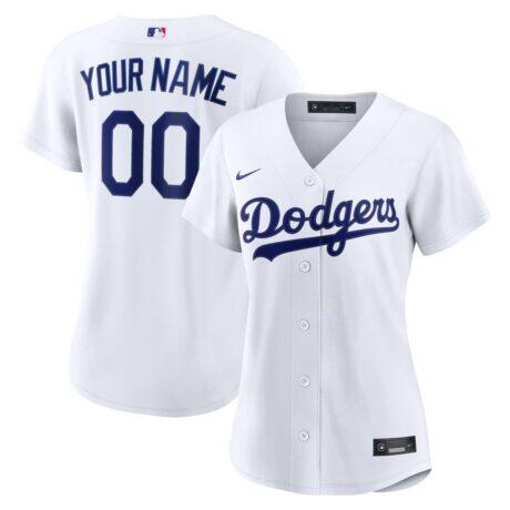 Los Angeles Dodgers Nike Women's Home Replica Custom Jersey - White - Front View