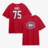 Jakub Dobes Montreal Canadiens Fashion7 Authentic Stack Name & Number T-Shirt - Red - Front View