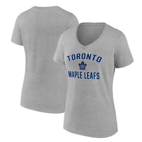 Toronto Maple Leafs Logo Athletic Women's Arch Victory V-Neck T-Shirt - - Front View