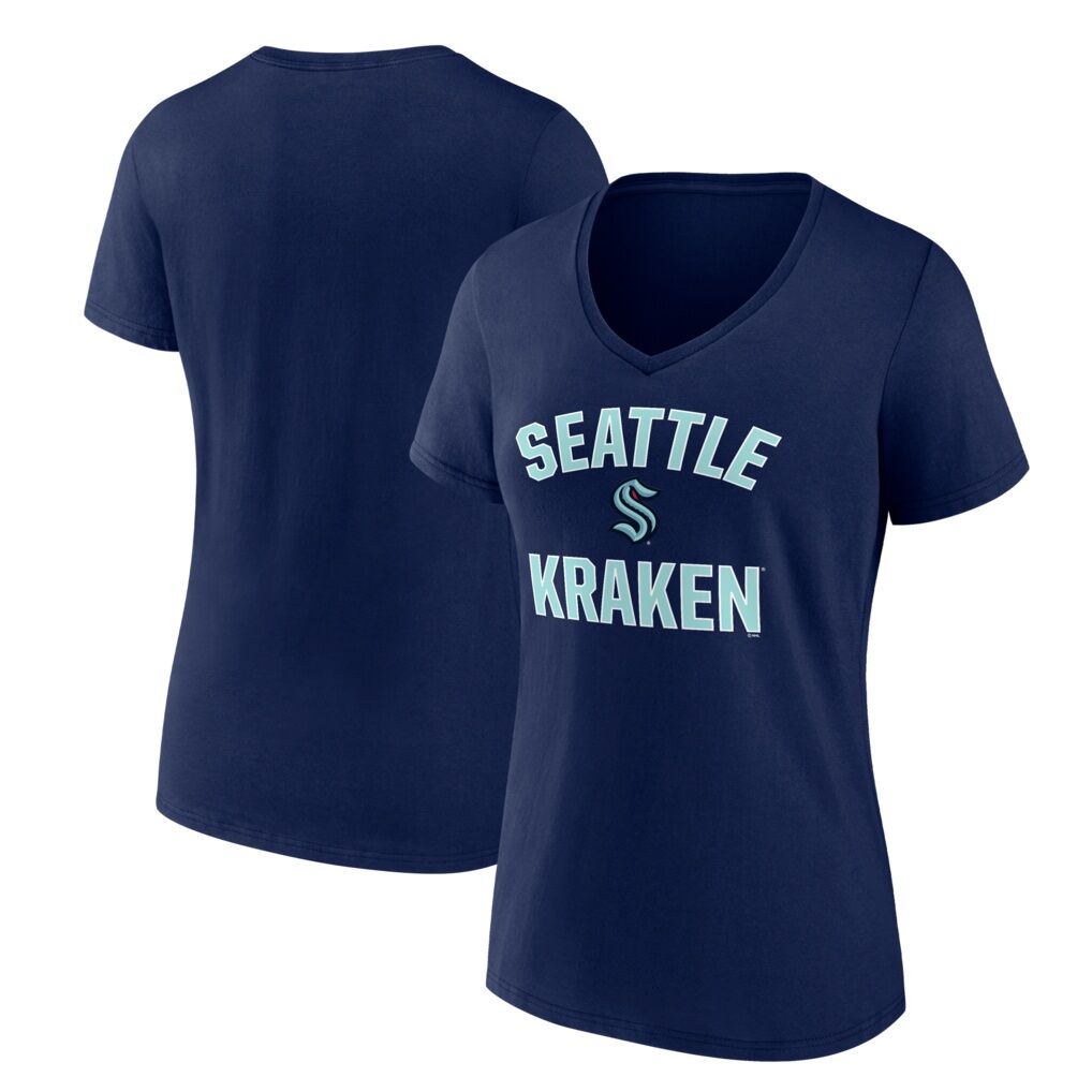 Seattle Kraken Logo Athletic Women's Arch Victory V-Neck T-Shirt