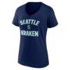 Seattle Kraken Logo Athletic Women's Arch Victory V-Neck T-Shirt - Navy - Side View