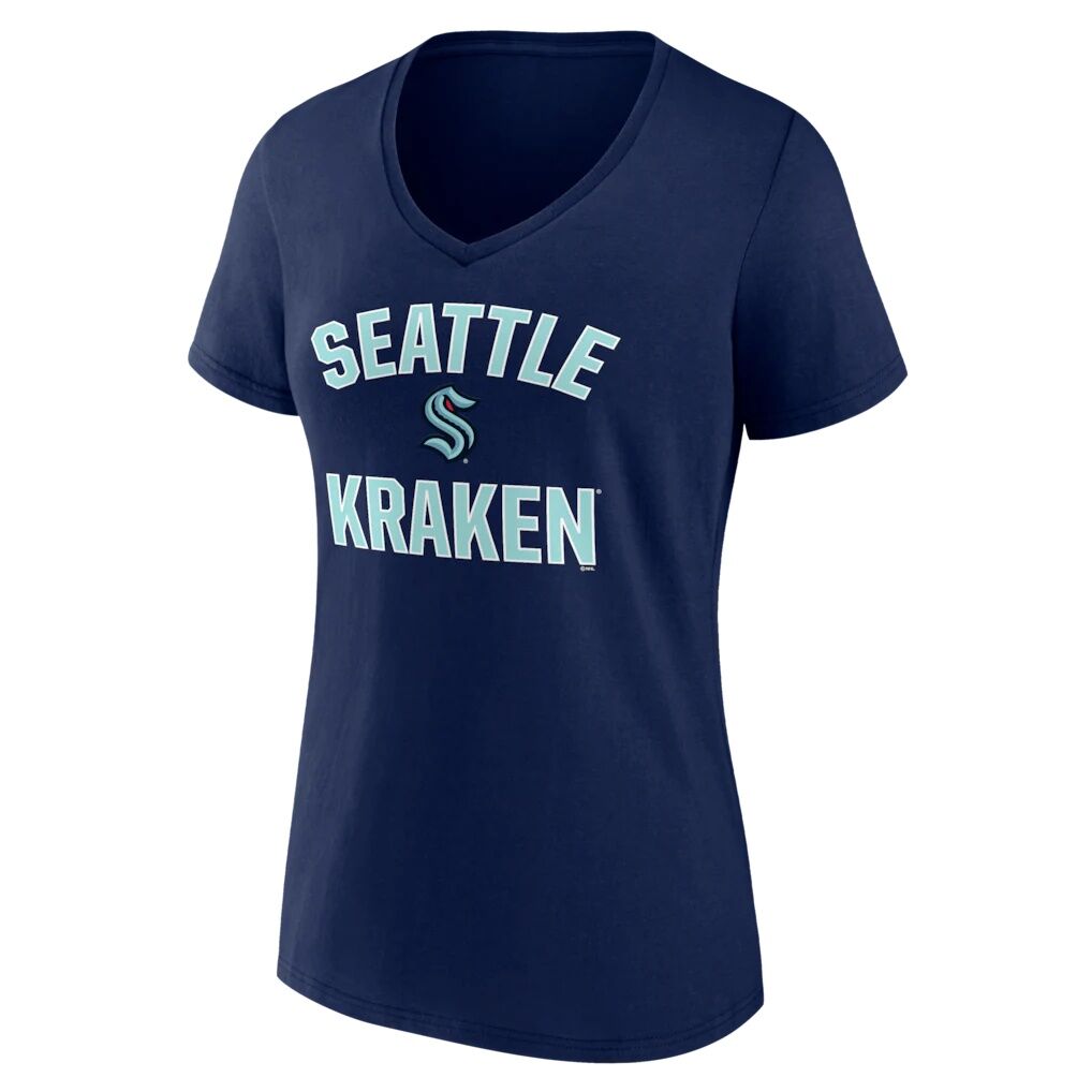 Seattle Kraken Logo Athletic Women's Arch Victory V-Neck T-Shirt