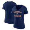 Edmonton Oilers Logo Athletic Women's Arch Victory V-Neck T-Shirt - Navy - Front View