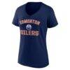 Edmonton Oilers Logo Athletic Women's Arch Victory V-Neck T-Shirt - Navy - Side View