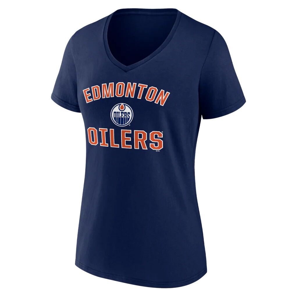Edmonton Oilers Logo Athletic Women's Arch Victory V-Neck T-Shirt