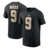 Drew Brees New Orleans Saints Nike Retired Name & Number T-Shirt - Black - Front View