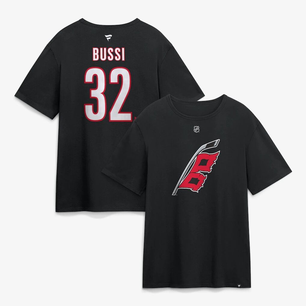 Brandon Bussi Carolina Hurricanes Fashion7 Authentic Stack Name & Number T-Shirt