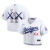 Los Angeles Dodgers Nike x KAWS Women's Cropped Replica Jersey - White - Front View