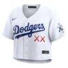 Los Angeles Dodgers Nike x KAWS Women's Cropped Replica Jersey - White - Side View