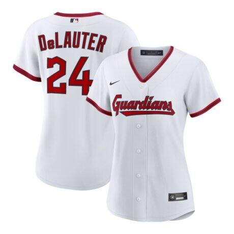 Chase DeLauter Cleveland Guardians Nike Women's Home Replica Jersey - White - Front View