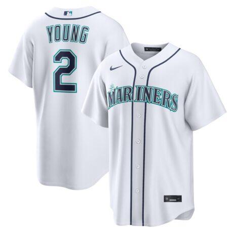 Cole Young Seattle Mariners Nike Home Replica Jersey - White - Front View