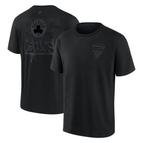 Boston Celtics Fanatics Blackout Heavyweight T-Shirt - - Front View