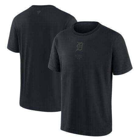 Detroit Tigers Fashion7 Black Out Heavyweight T-Shirt - - Front View