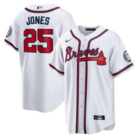Andruw Jones Atlanta Braves Nike Home Replica 2026 Hall of Fame Patch Jersey - White - Front View