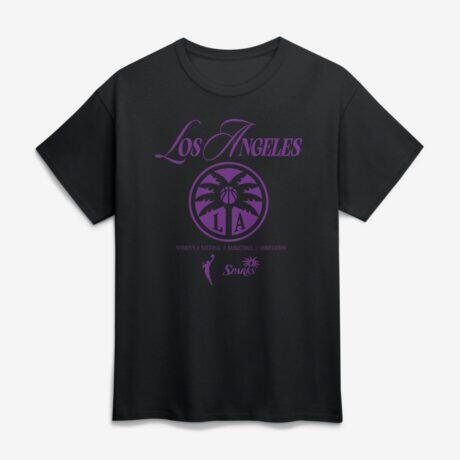Los Angeles Sparks Logo Athletic Unisex In Motion T-Shirt - Black - Front View
