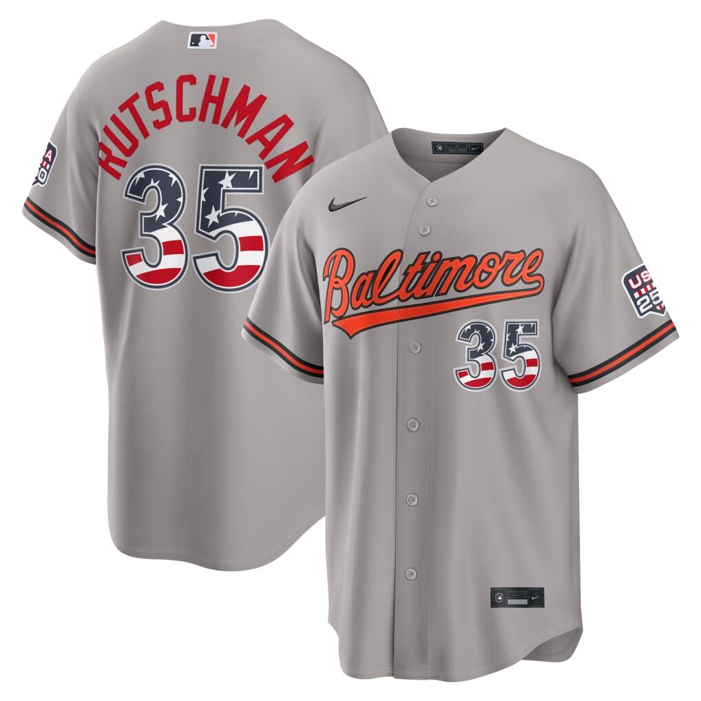 Fourth of July Baltimore Orioles Adley Rutschman Nike Gray USA 250 Stadium Jersey