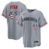 Fourth of July Minnesota Twins Joe Ryan Nike Gray USA 250 Stadium Jersey - - Front View