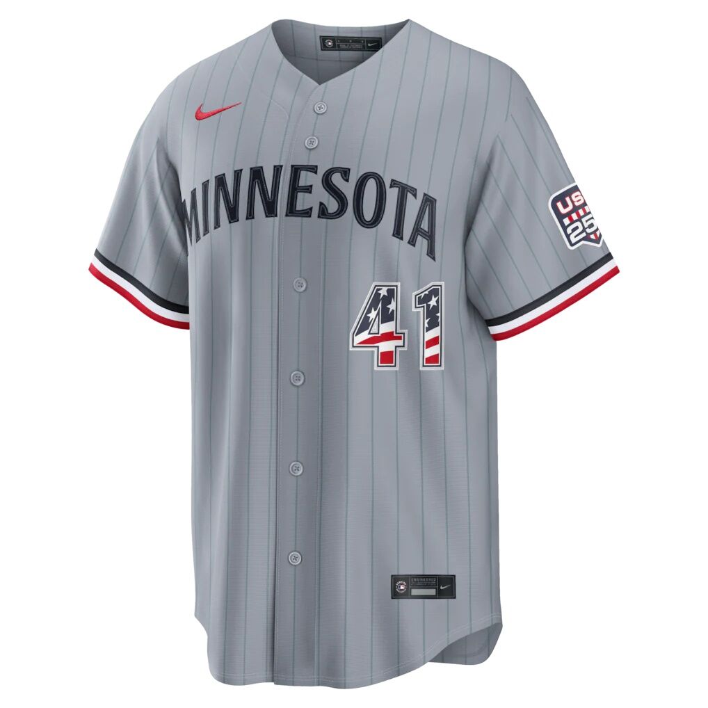 Fourth of July Minnesota Twins Joe Ryan Nike Gray USA 250 Stadium Jersey