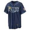 Fourth of July Tampa Bay Rays Junior Caminero Nike Navy USA 250 Stadium Jersey - - Side View