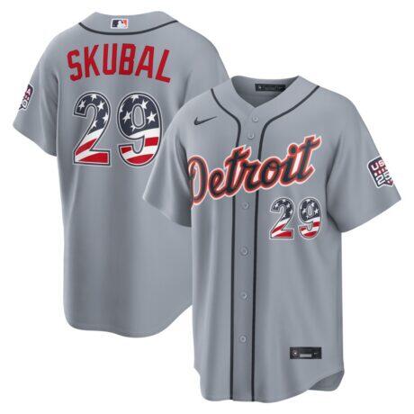 Fourth of July Detroit Tigers Tarik Skubal Nike Gray USA 250 Stadium Jersey - - Front View