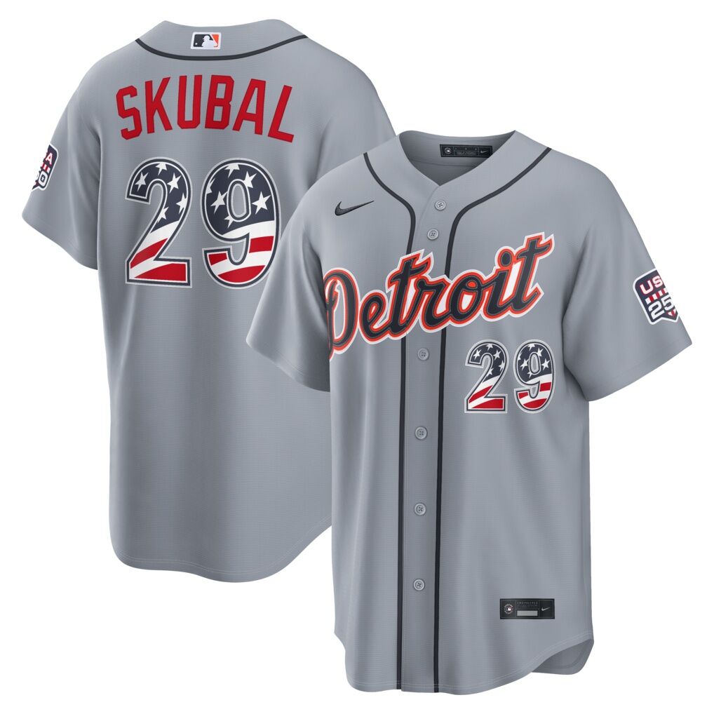 Fourth of July Detroit Tigers Tarik Skubal Nike Gray USA 250 Stadium Jersey