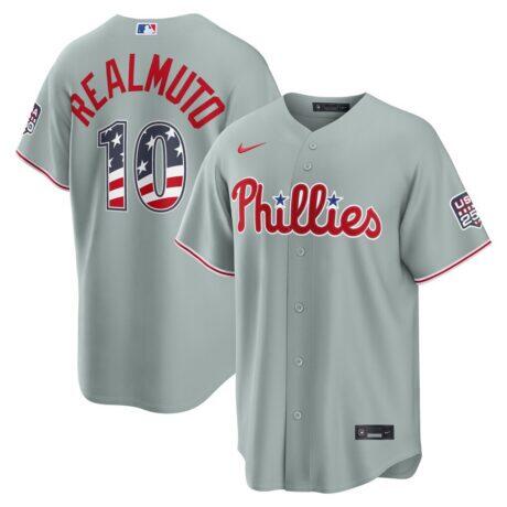 Fourth of July Philadelphia Phillies J.T. Realmuto Nike Gray USA 250 Stadium Jersey - - Front View