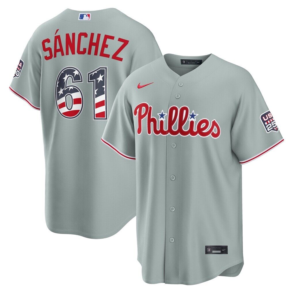 Fourth of July Philadelphia Phillies Cristopher Sanchez Nike Gray USA 250 Stadium Jersey