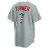 Fourth of July Philadelphia Phillies Trea Turner Nike Gray USA 250 Stadium Jersey - - Detail View