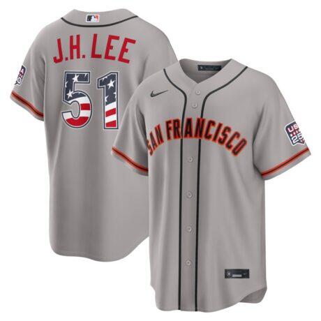 Fourth of July San Francisco Giants Jung Hoo Lee Nike Gray USA 250 Stadium Jersey - - Front View