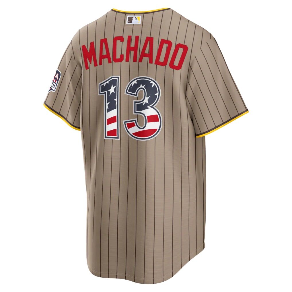 Fourth of July San Diego Padres Manny Machado Nike Sand USA 250 Stadium Jersey