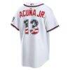 Fourth of July Atlanta Braves Ronald Acuña Jr. Nike White USA 250 Stadium Jersey - - Detail View