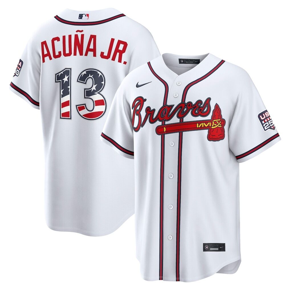 Fourth of July Atlanta Braves Ronald Acuña Jr. Nike White USA 250 Stadium Jersey