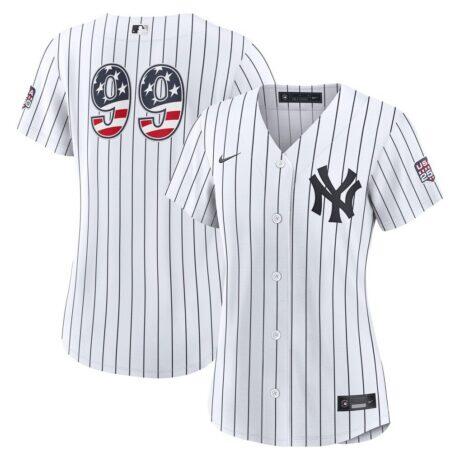Fourth of July Women's New York Yankees Aaron Judge Nike White USA 250 Stadium Jersey - - Front View