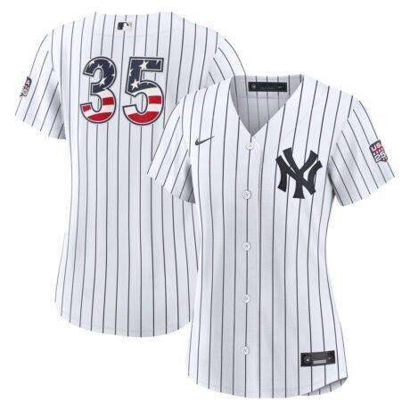 Fourth of July Women's New York Yankees Cody Bellinger Nike White USA 250 Stadium Jersey - - Front View